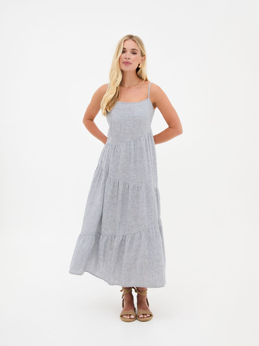 Blossom Linen Cotton Stripe Dress by Fika - Bare Fashion