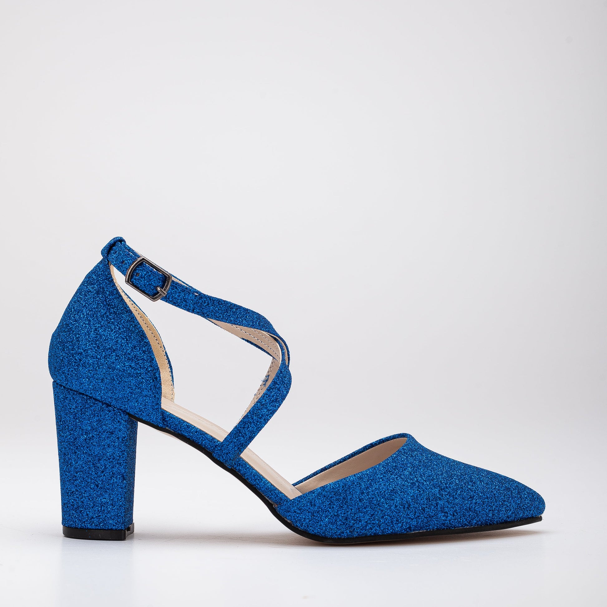 Sina - Bright Blue Glitter Heels by Prologue Shoes - Bare Fashion