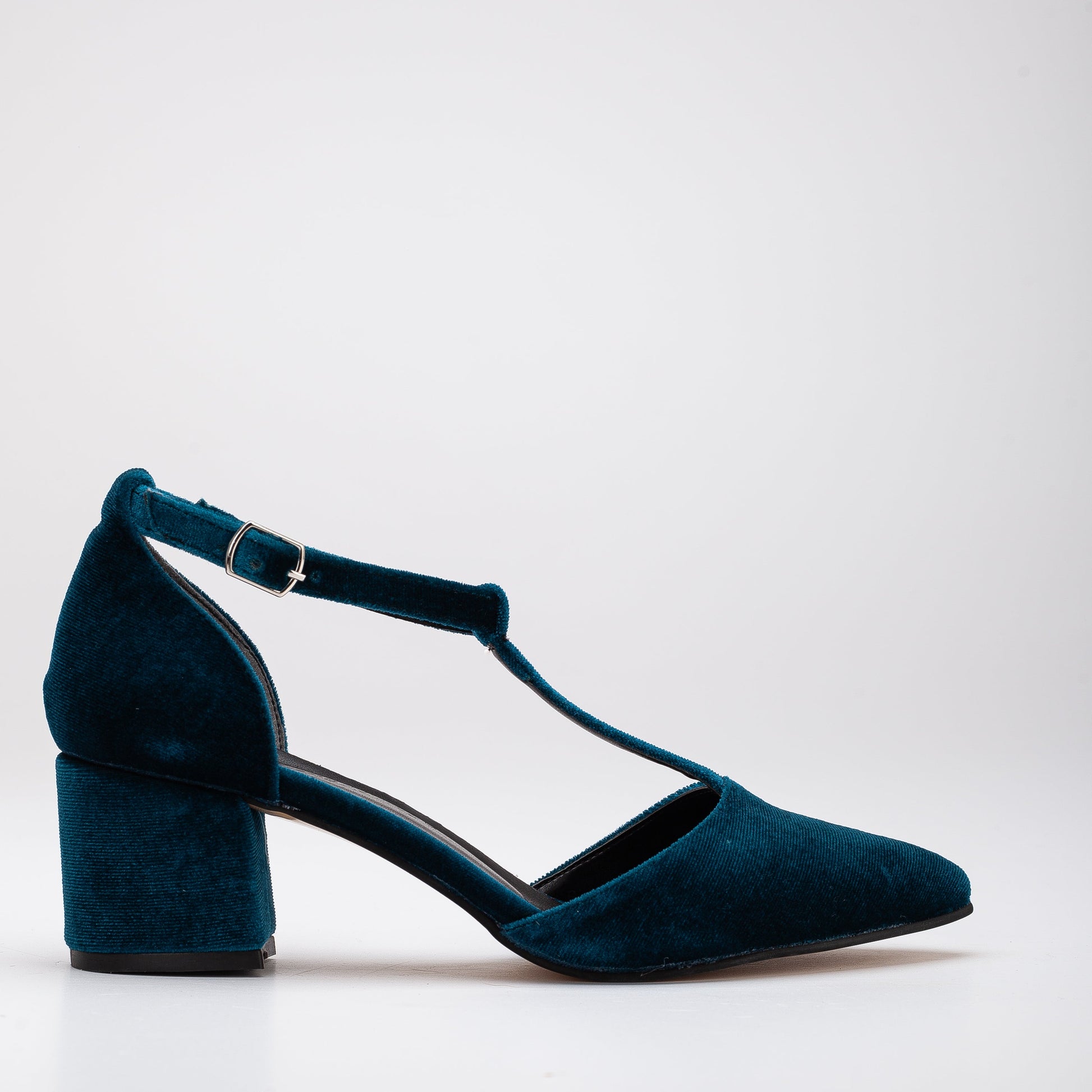 Anicette - Teal Blue Velvet Shoes by Prologue Shoes - Bare Fashion