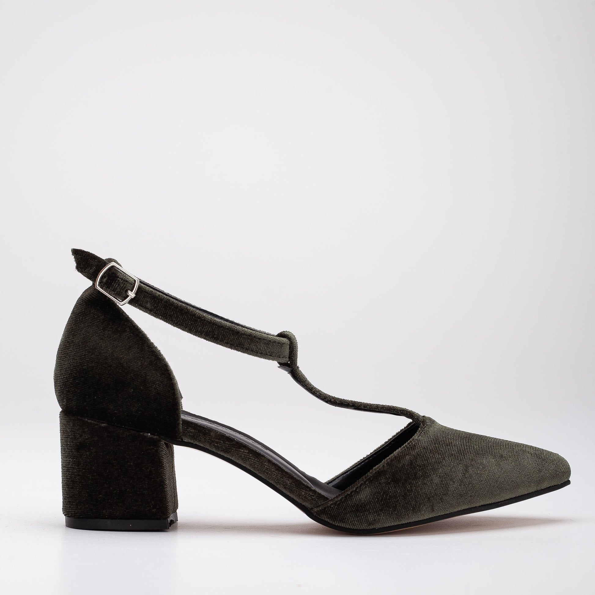 Anicette - Olive Green Velvet Heels by Prologue Shoes - Bare Fashion