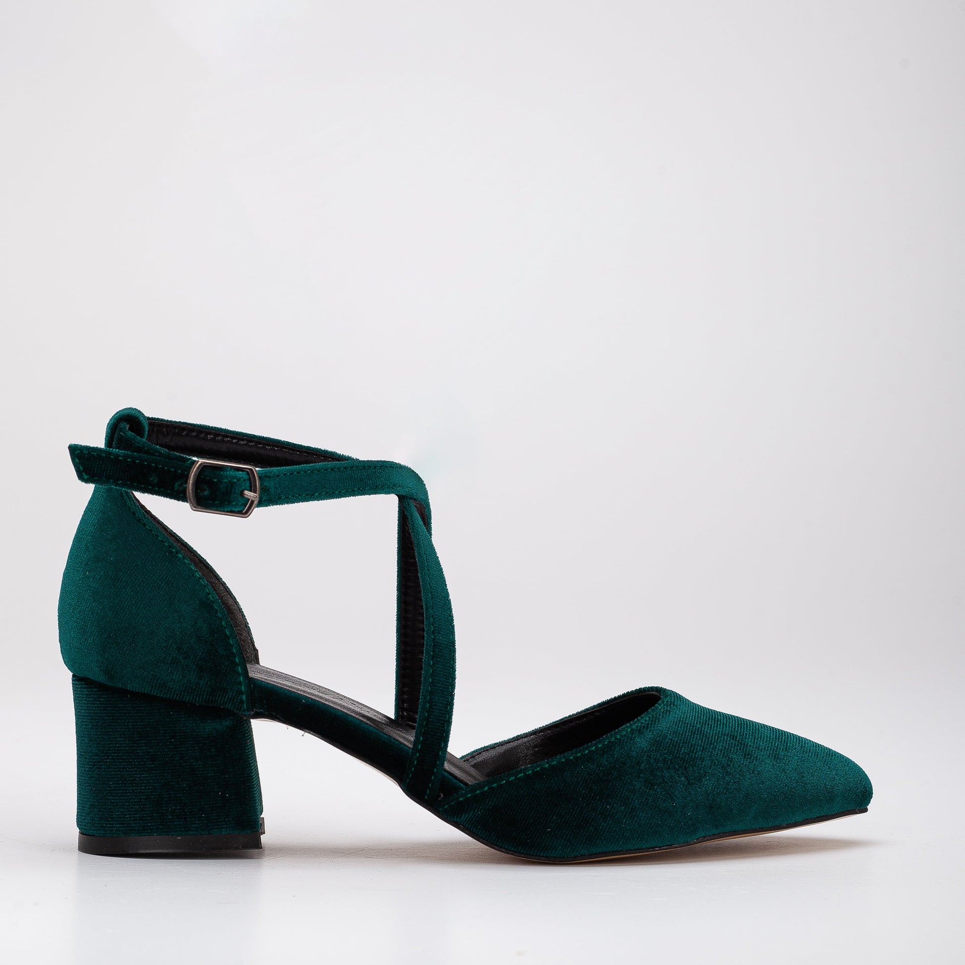 Dolly - Green Velvet Heels by Prologue Shoes - Bare Fashion