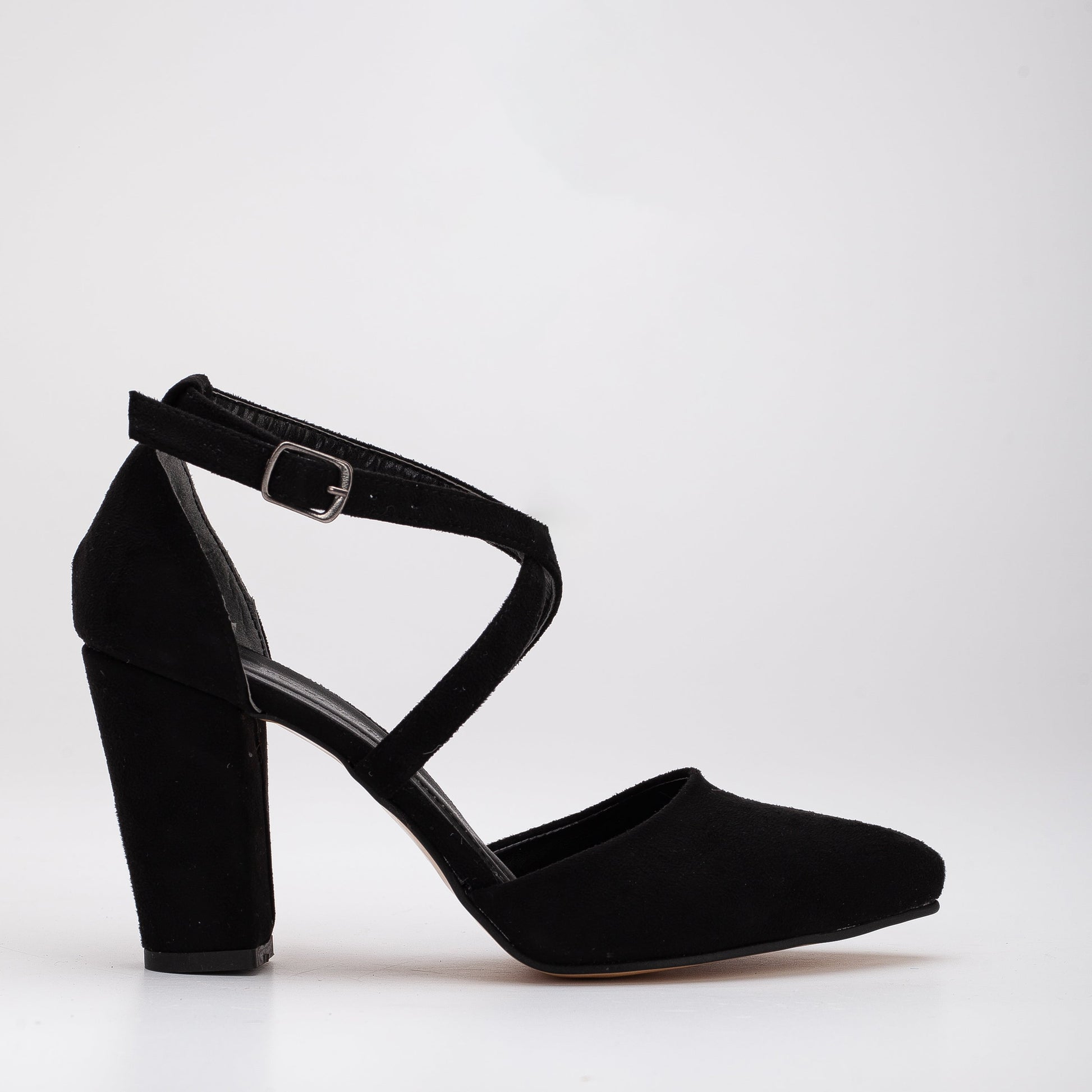 Sina - Black Suede Criss Cross Heels by Prologue Shoes - Bare Fashion