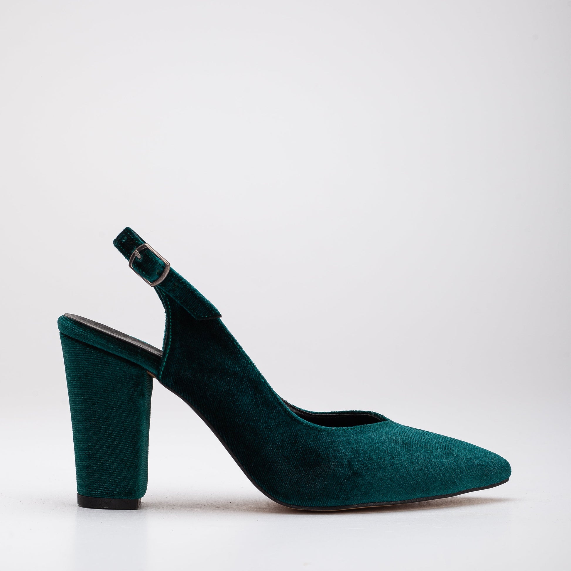 Emma - Green Velvet Slingback Heels by Prologue Shoes - Bare Fashion