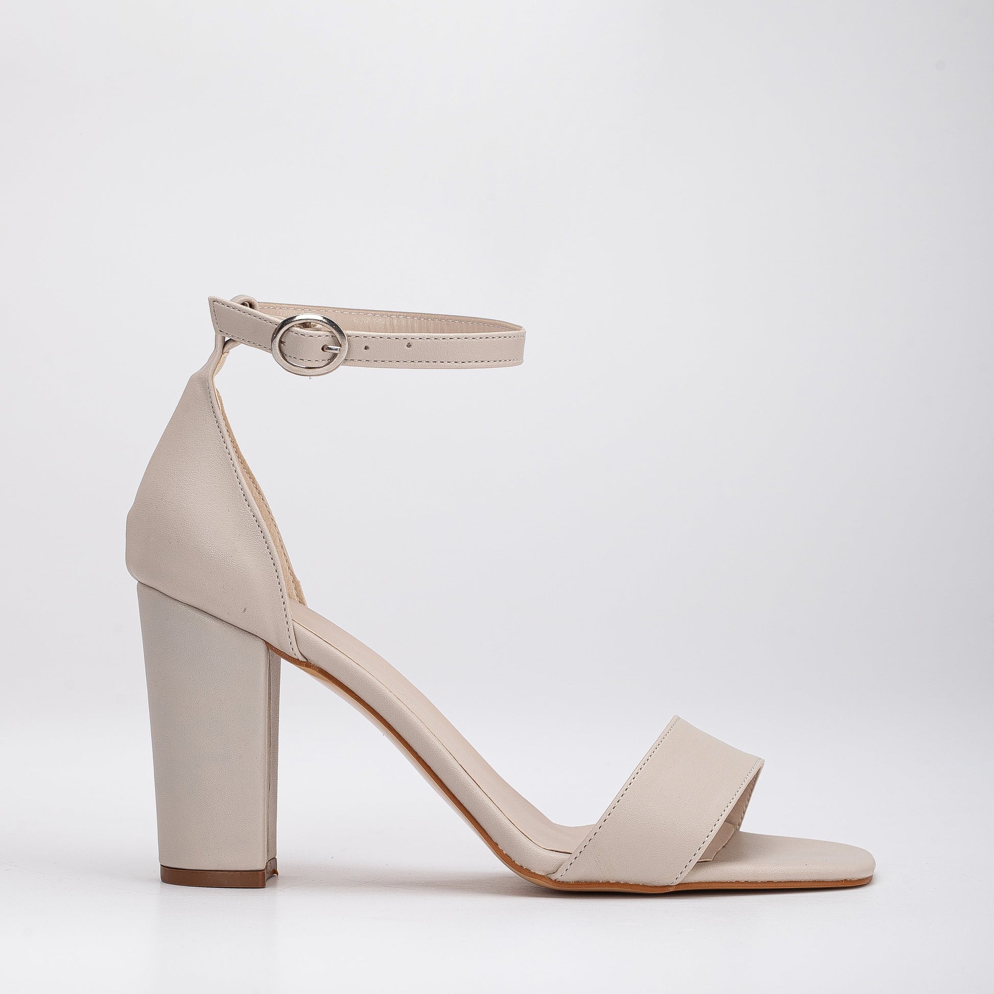 Jess - Beige Open Toe Block Heels by Prologue Shoes - Bare Fashion
