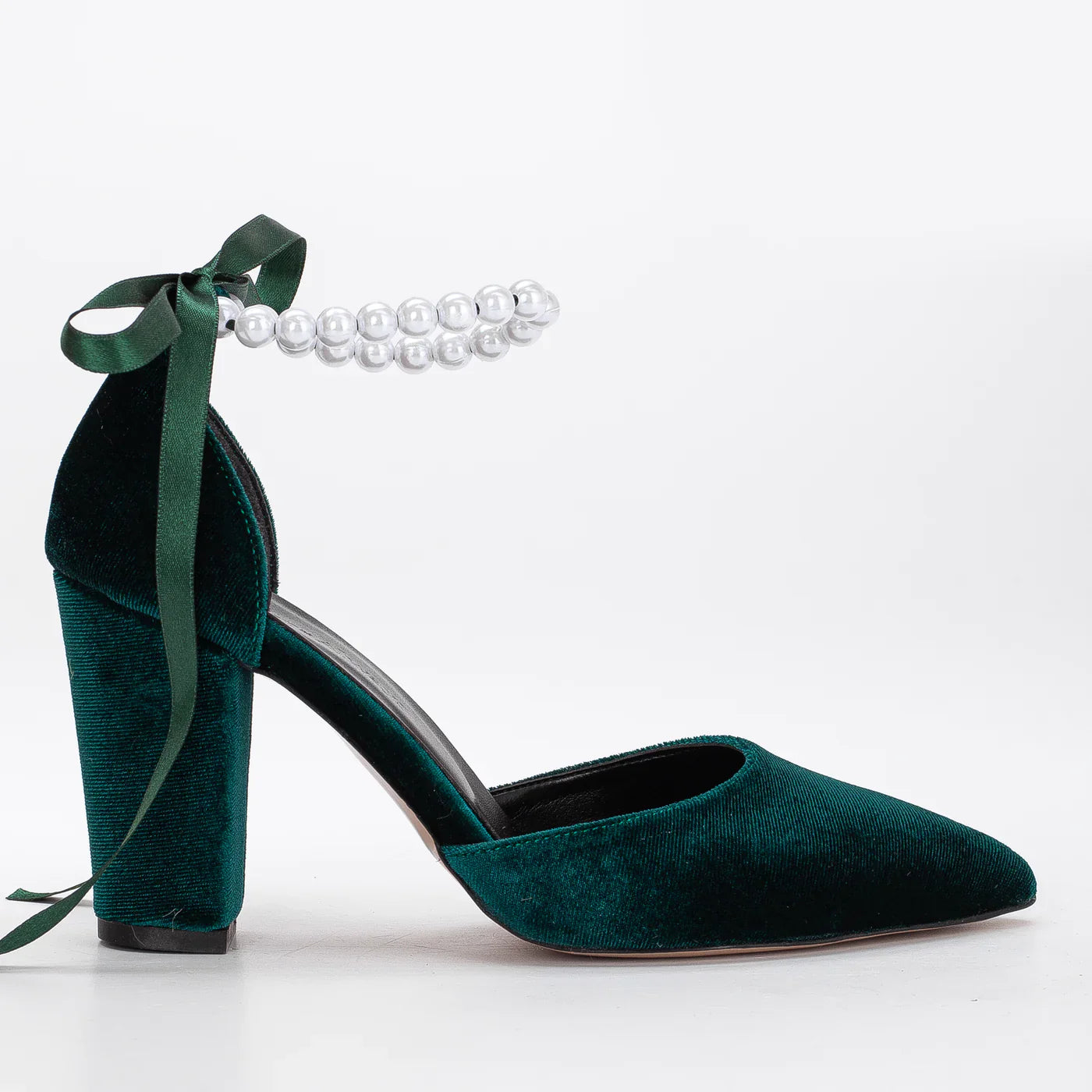 Agnes - Green Velvet Heels by Prologue Shoes - Bare Fashion