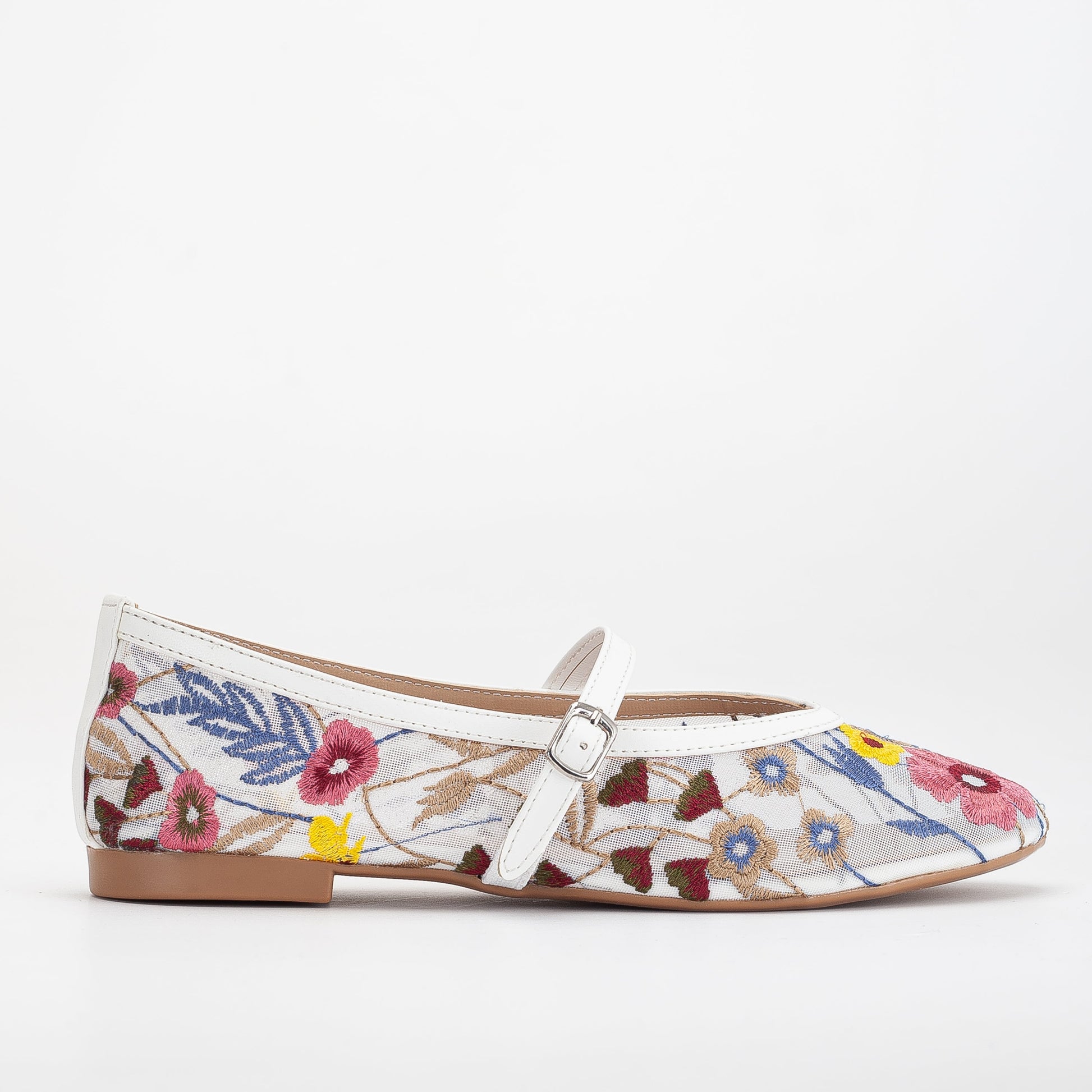 Fauna - White Mesh Mary Jane Flats by Prologue Shoes - Bare Fashion