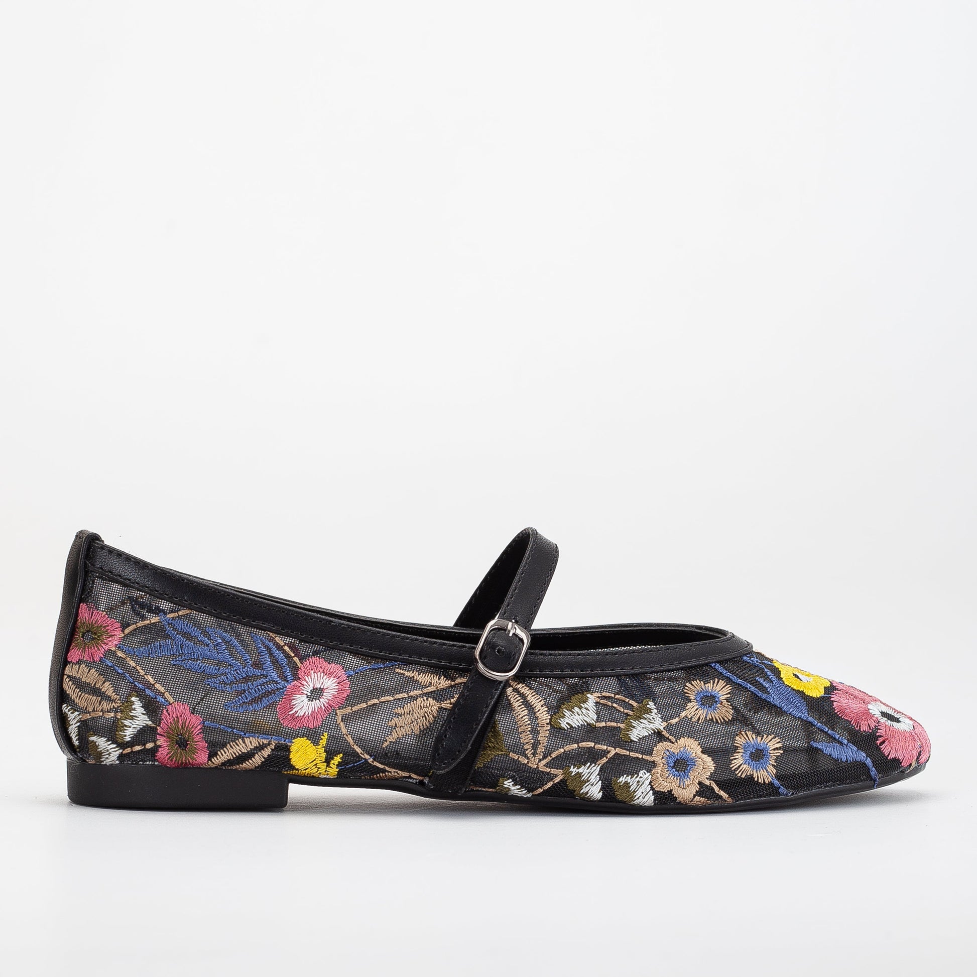 Fauna - Black Mesh Mary Jane Flats by Prologue Shoes - Bare Fashion
