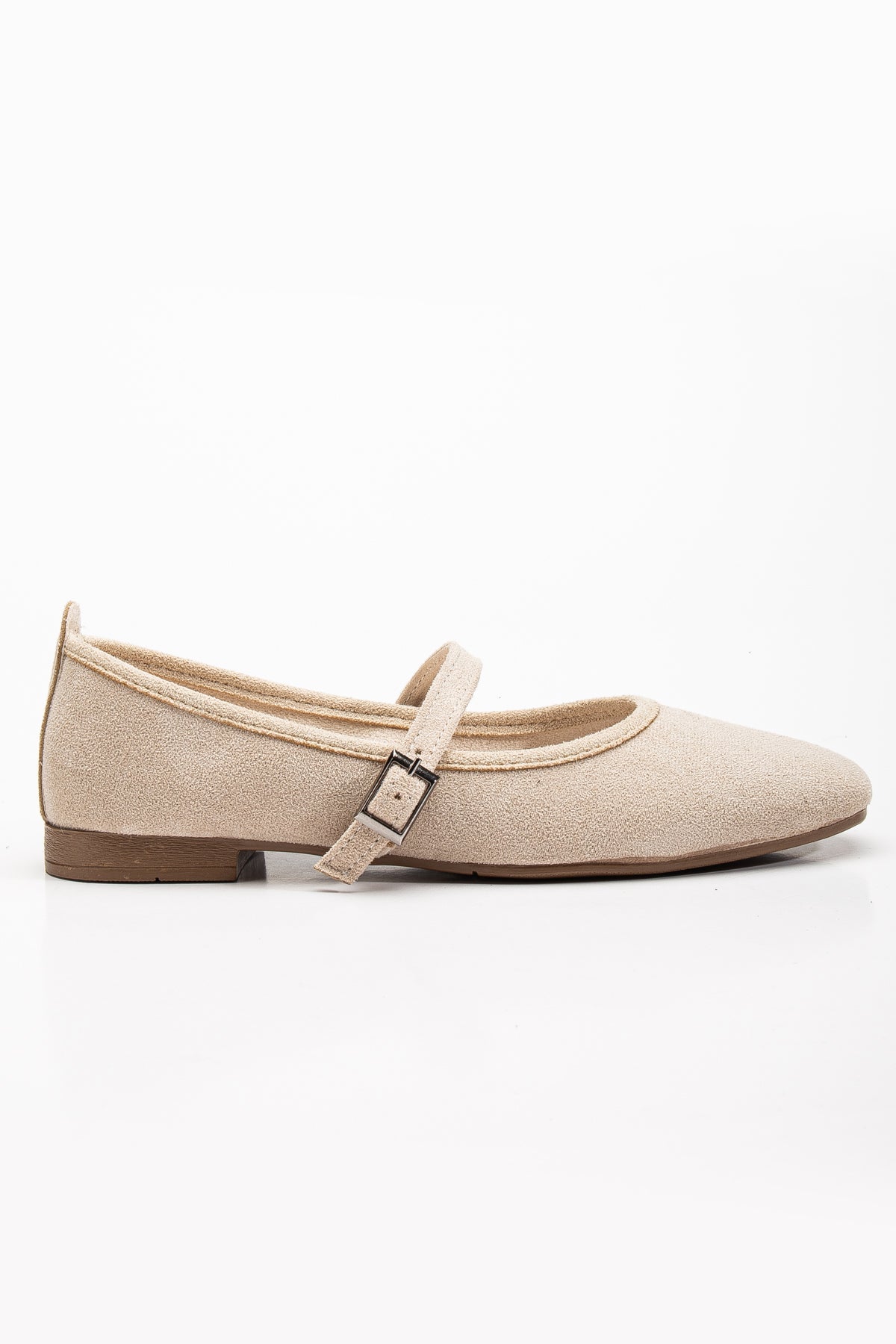 Emilie - Beige Suede Mary Jane Flats by Prologue Shoes - Bare Fashion