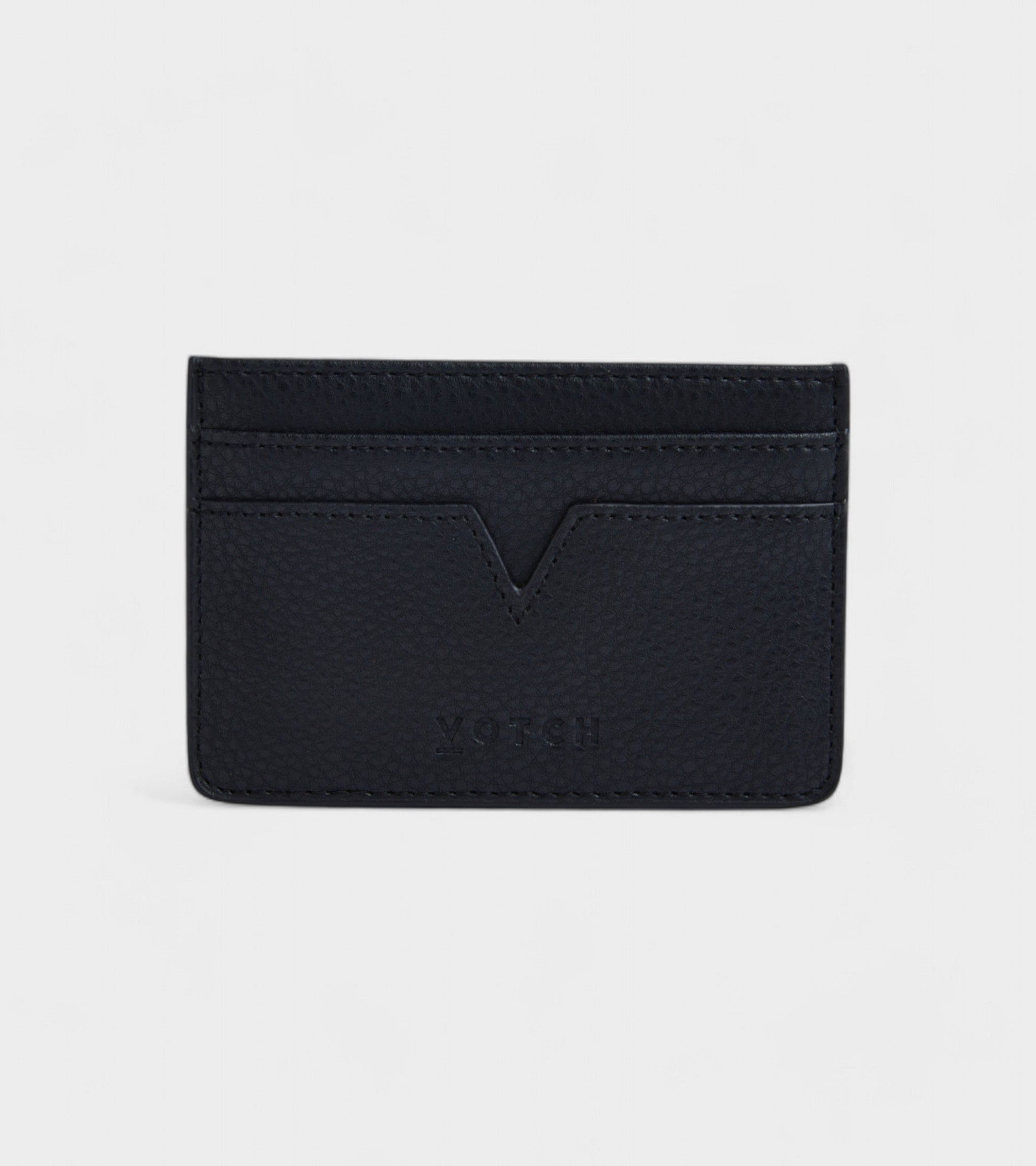 Sol Vegan Bio-Based Bamboo leather card holder in black by Votch - Bare Fashion
