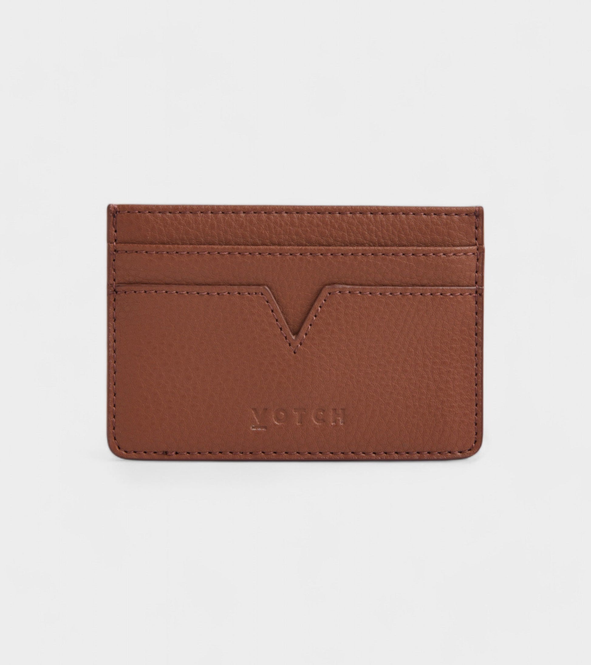 Sol Vegan Bio-Based Bamboo leather card holder in brown by Votch - Bare Fashion