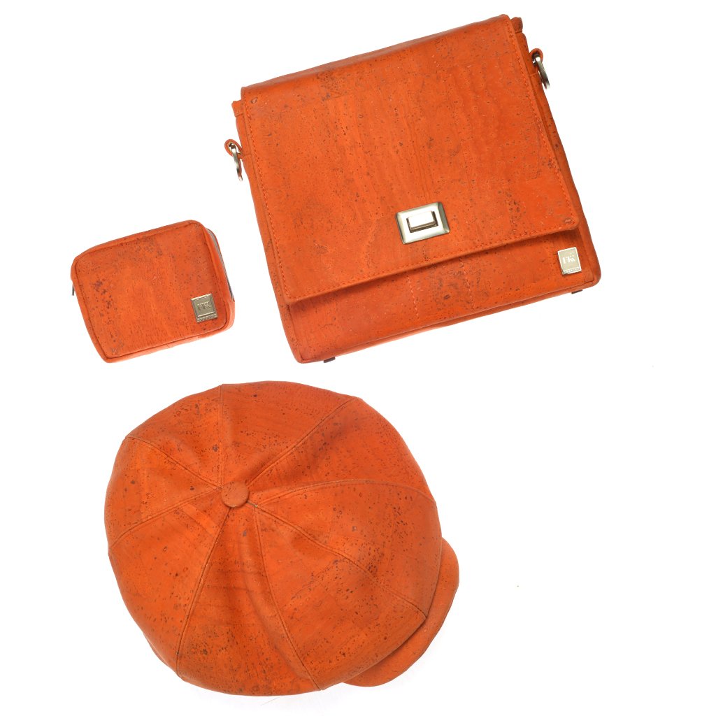 FABRIKK Vela LED Cork Handbag | Orange | Vegan Leather by FABRIKK - Bare Fashion