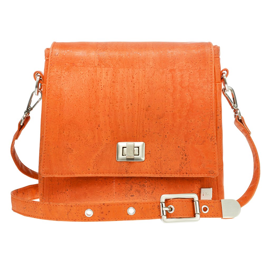 FABRIKK Vela LED Cork Handbag | Orange | Vegan Leather by FABRIKK - Bare Fashion