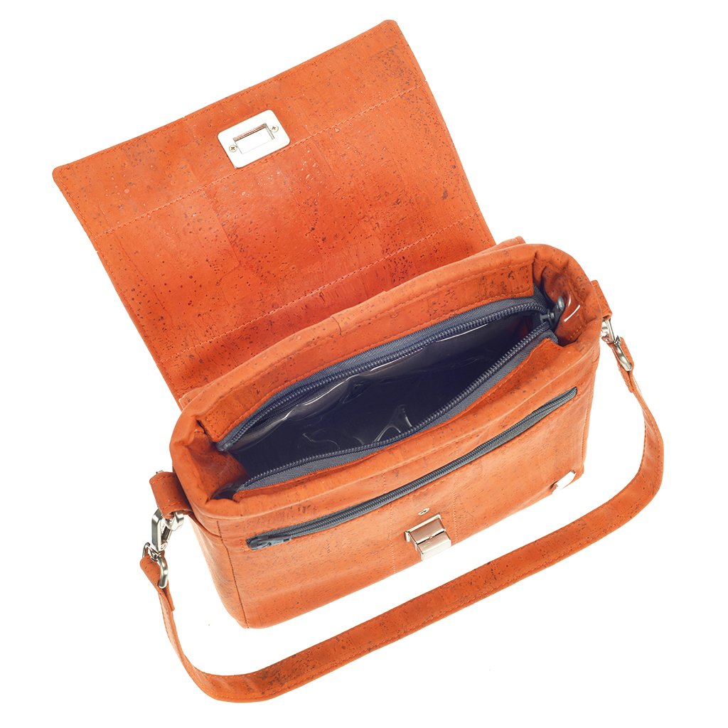FABRIKK Vela LED Cork Handbag | Orange | Vegan Leather by FABRIKK - Bare Fashion