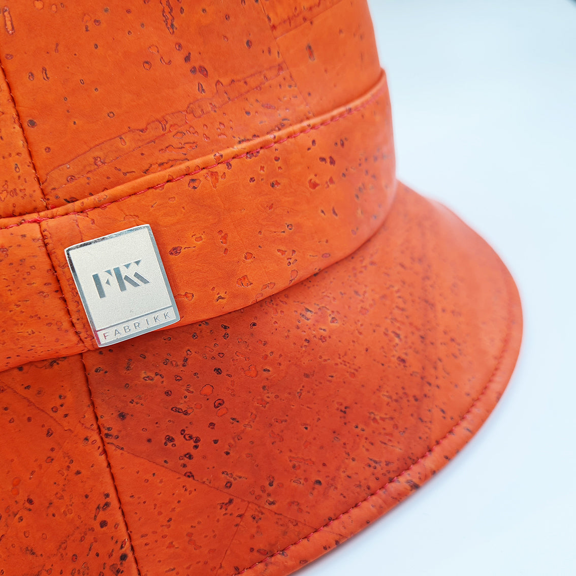 FABRIKK Montecristo Eco Cork Bucket Hat | Orange | Vegan Hat by FABRIKK - Bare Fashion