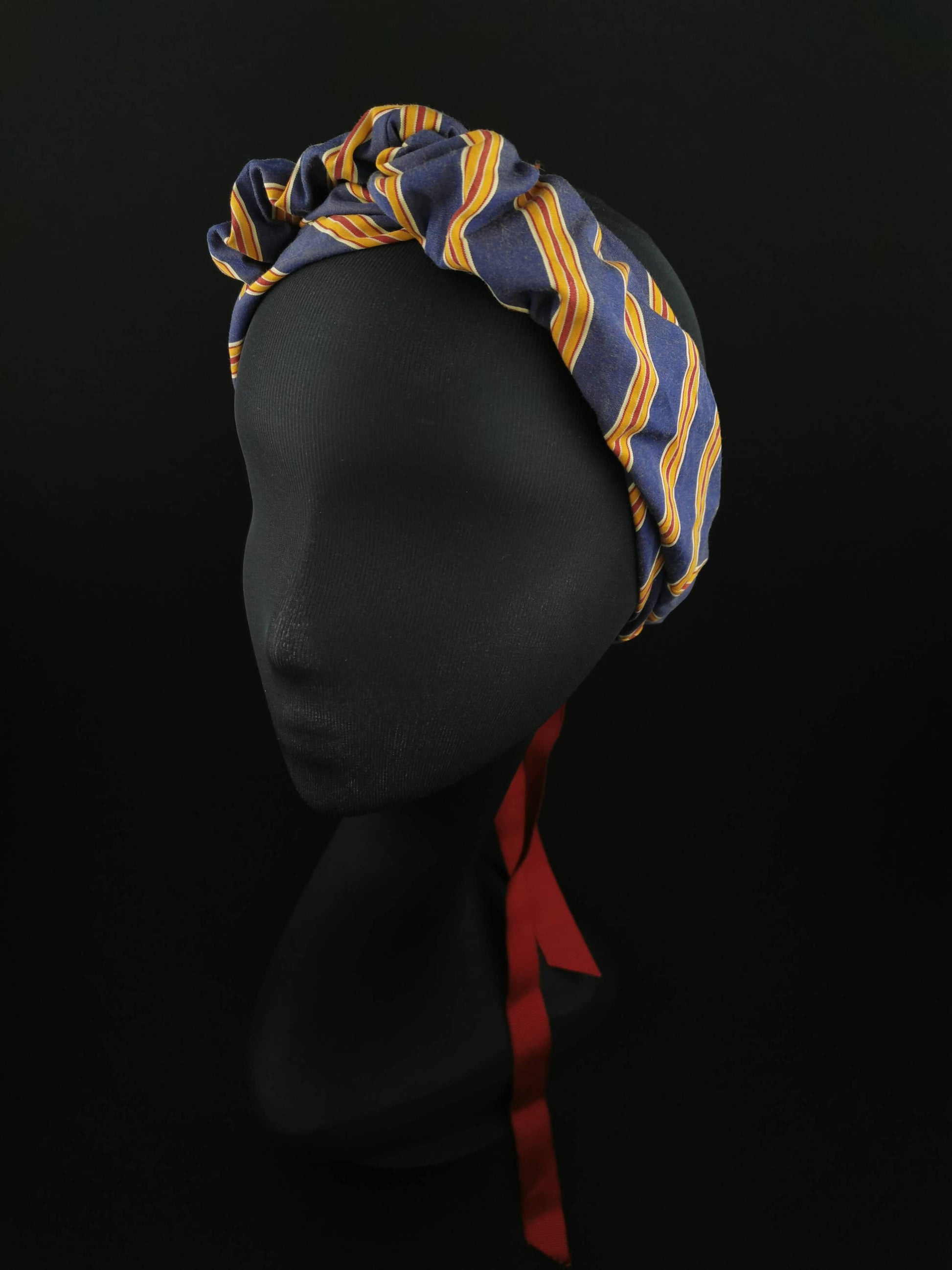 Vintage Grifoni Head Scarf in Cotton and Grosgrain by JCN Fascinators - Bare Fashion