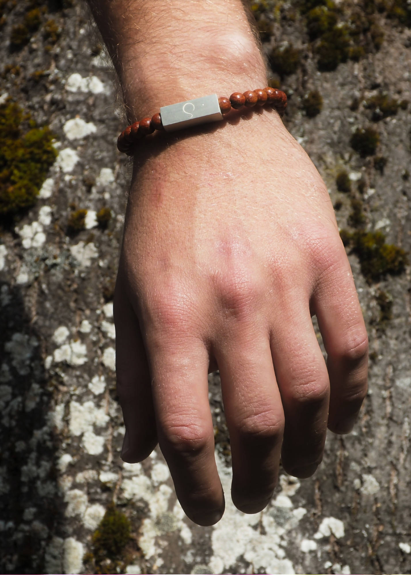 Brier Silver Block and Red Bead Unisex Bracelet by Silverwood® jewellery - Bare Fashion