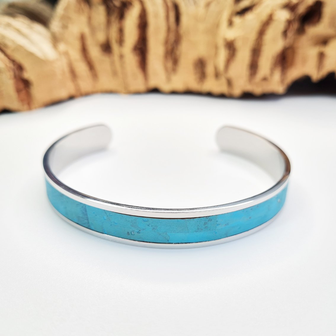 Fabrikk Eco Cork Bangle | Bahama Blue by FABRIKK - Bare Fashion