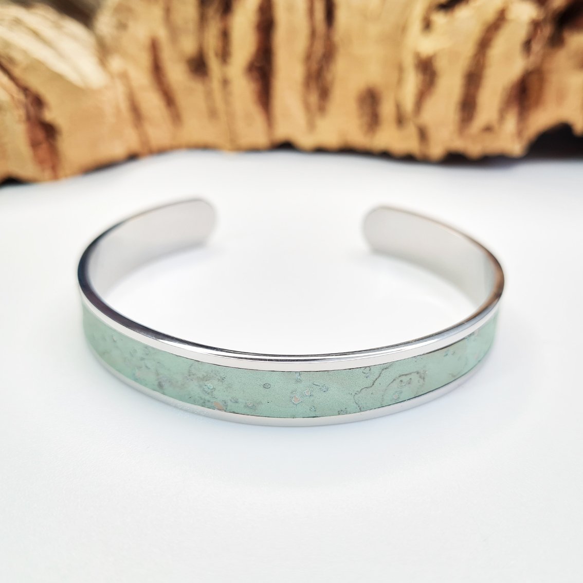 Mint Green Eco Cork Bangle by FABRIKK - Bare Fashion