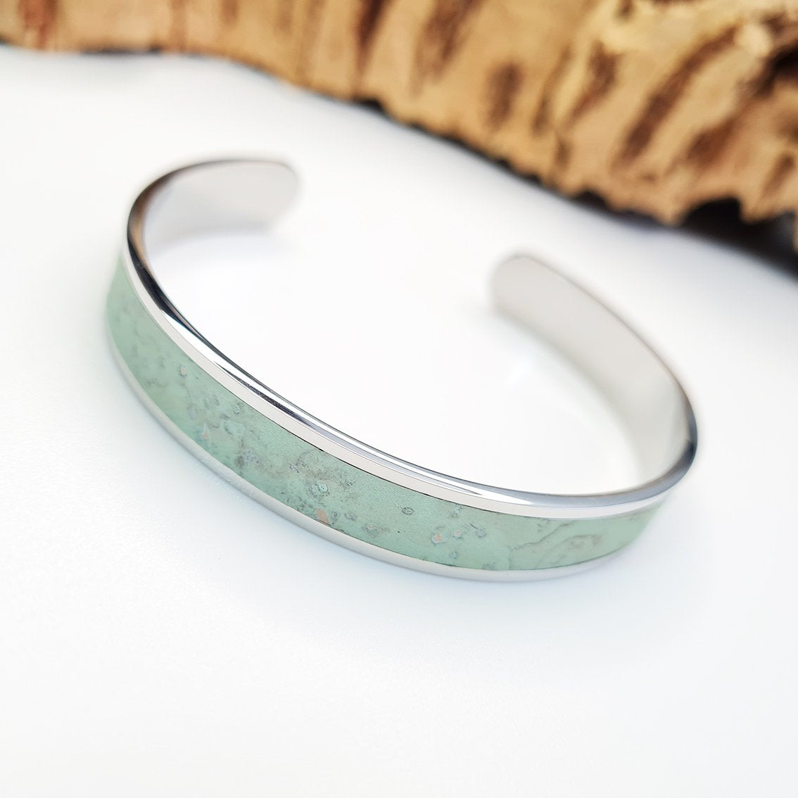 Mint Green Eco Cork Bangle by FABRIKK - Bare Fashion