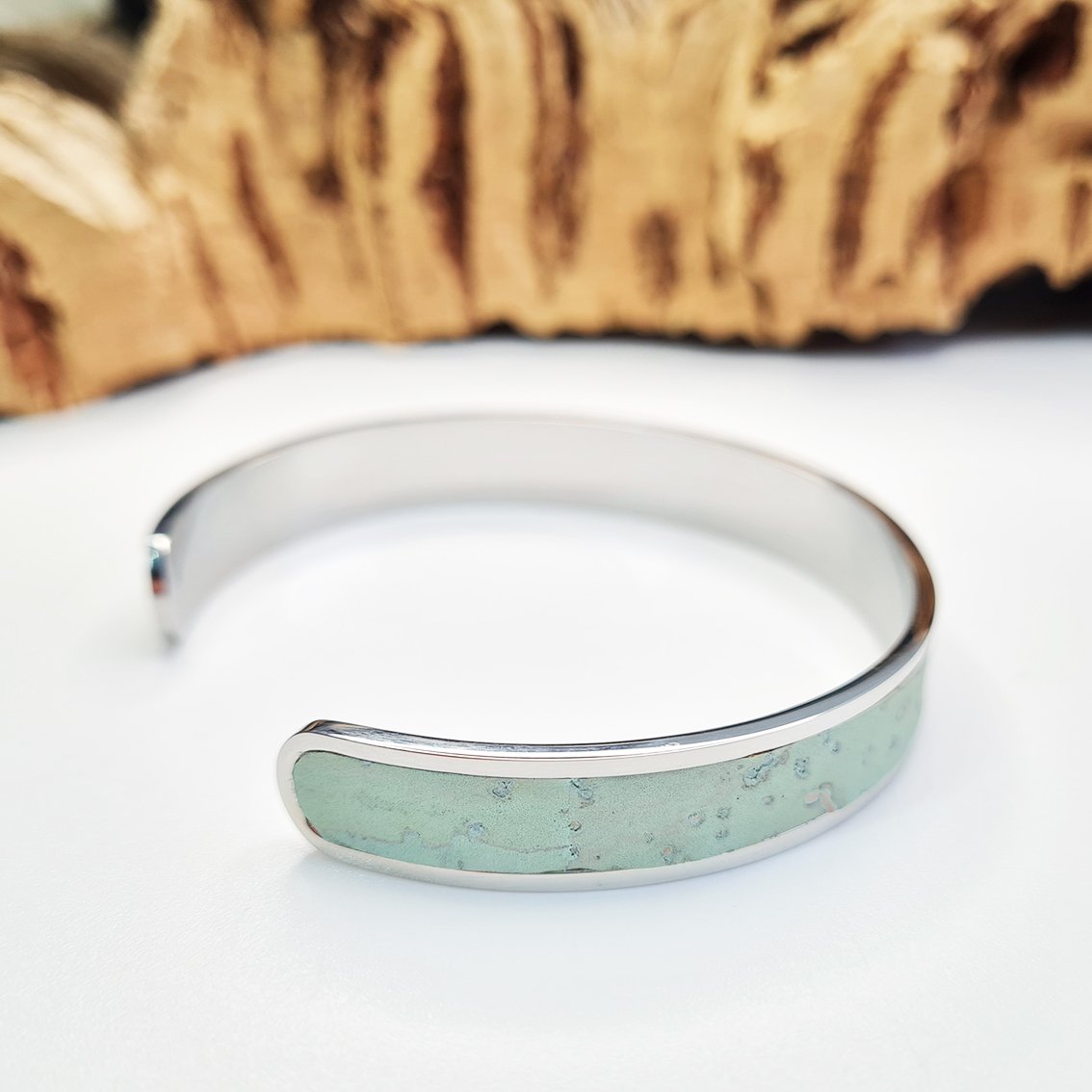 Mint Green Eco Cork Bangle by FABRIKK - Bare Fashion