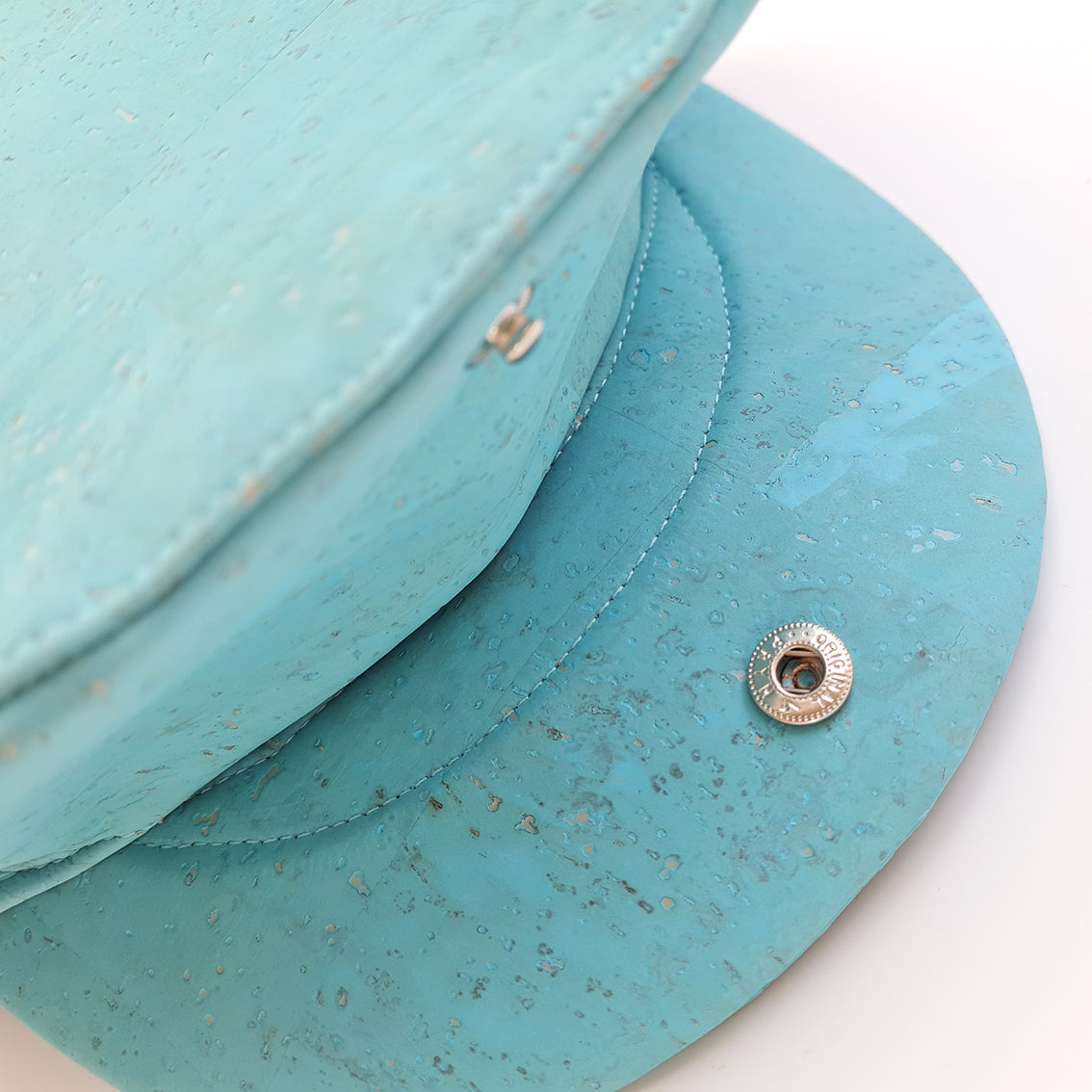 Fabrikk Cork Flat Cap | Bahama Blue | Vegan Leather by FABRIKK - Bare Fashion