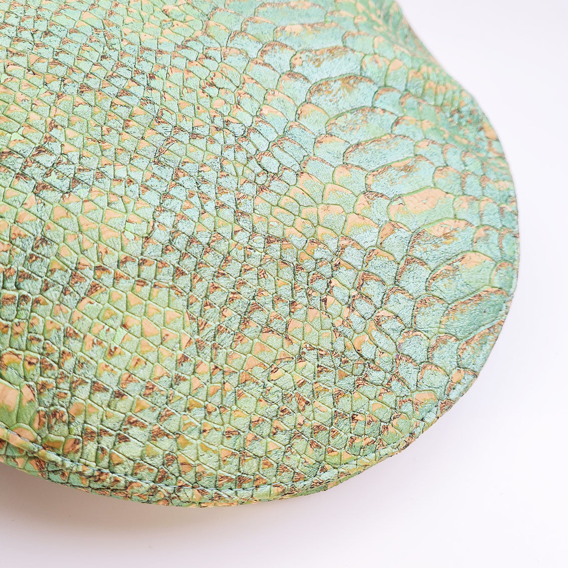 Fabrikk Cork Flat Cap | Green Python Skin | Vegan Leather by FABRIKK - Bare Fashion