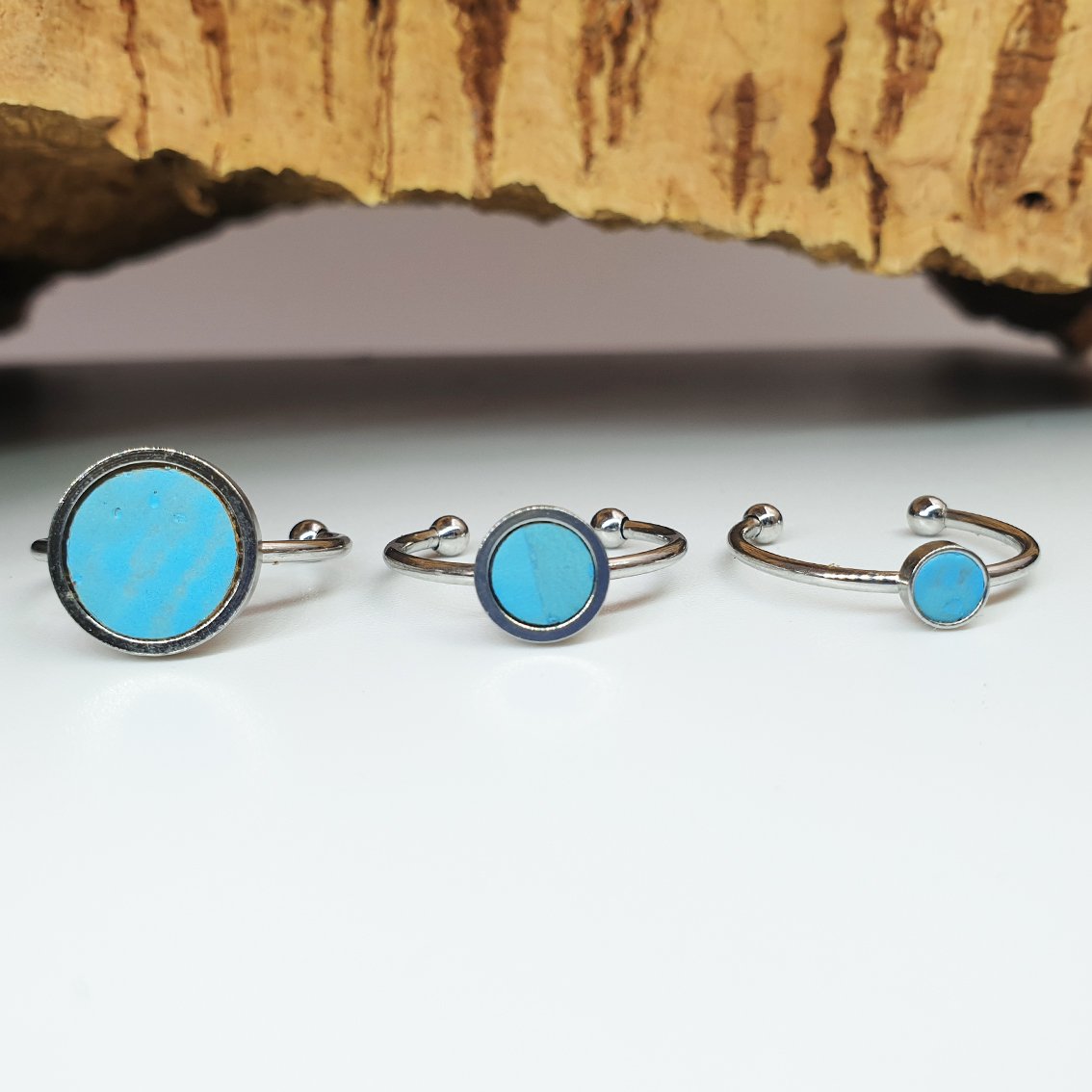 Fabrikk 1 Planet Stacking Ring Set | Small-Medium-Large | Bahama Blue | Vegan Leather by FABRIKK - Bare Fashion