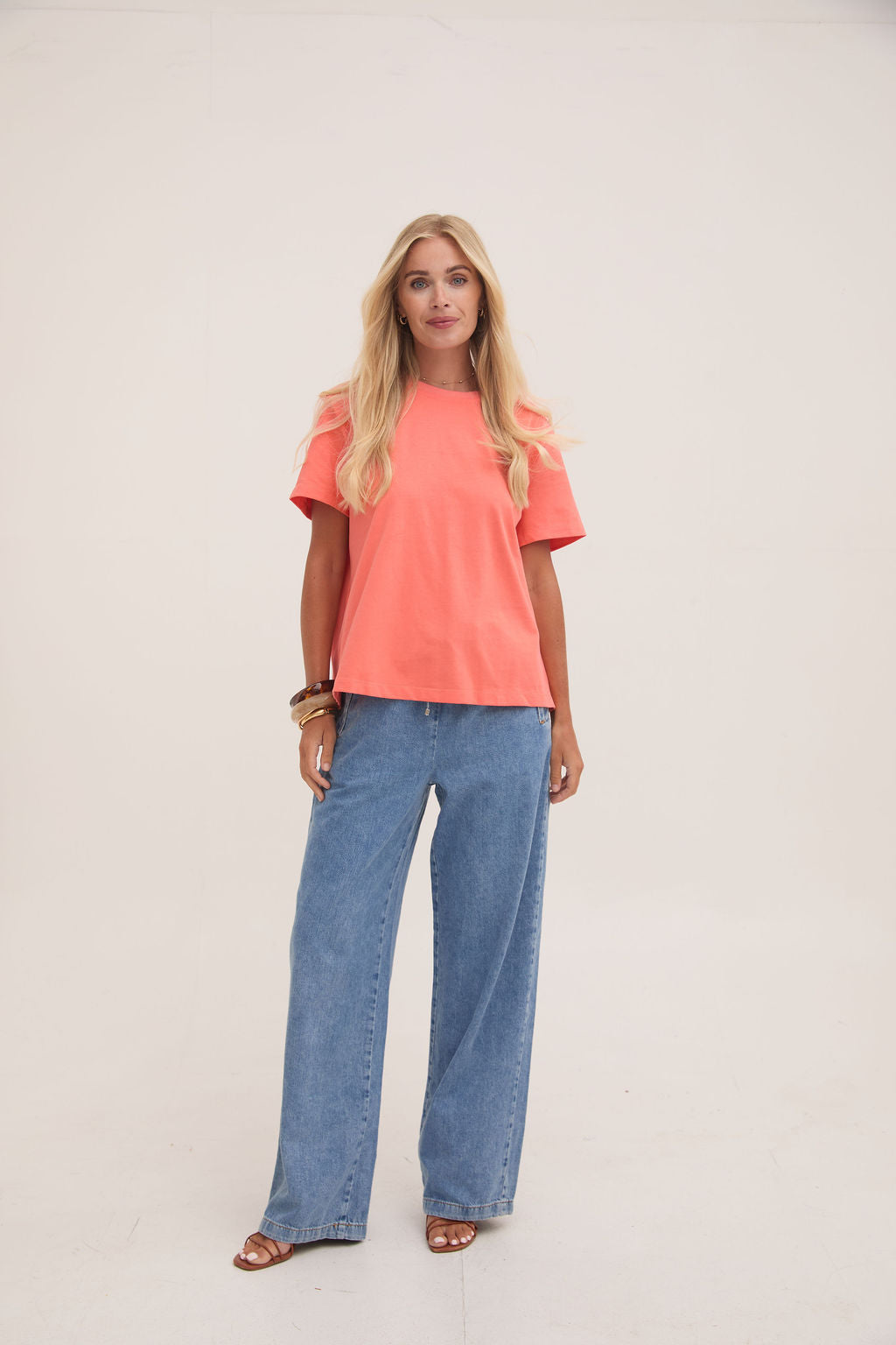 Ennis Orange Relaxed Cotton T-Shirt by Fika - Bare Fashion