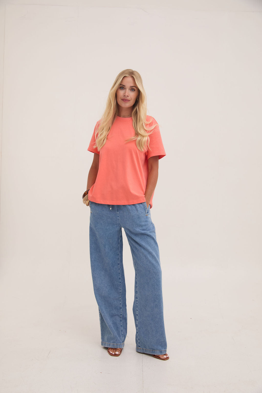 Ennis Orange Relaxed Cotton T-Shirt by Fika - Bare Fashion