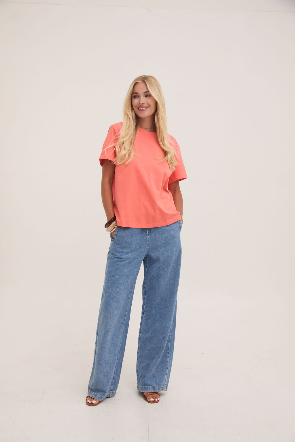 Ennis Orange Relaxed Cotton T-Shirt by Fika - Bare Fashion