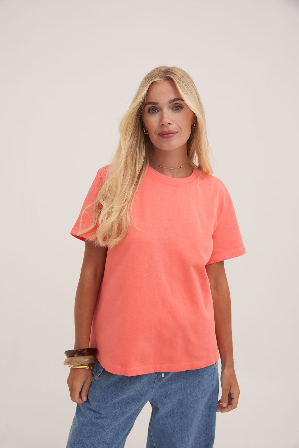 Ennis Orange Relaxed Cotton T-Shirt by Fika - Bare Fashion