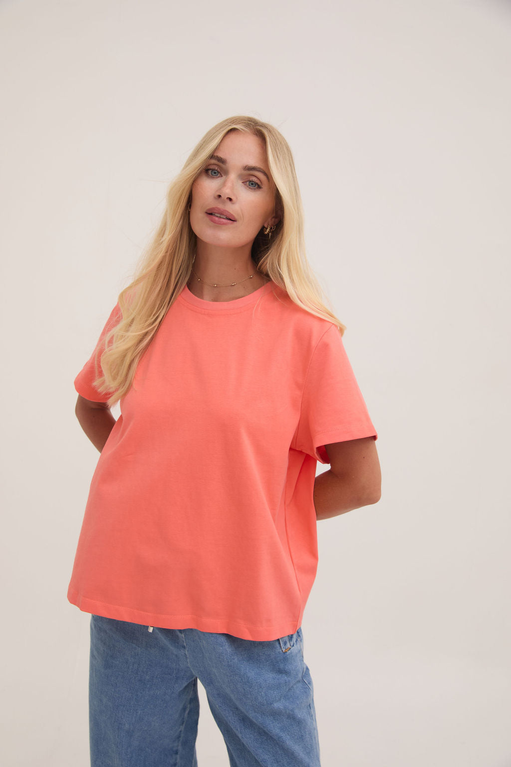 Ennis Orange Relaxed Cotton T-Shirt by Fika - Bare Fashion