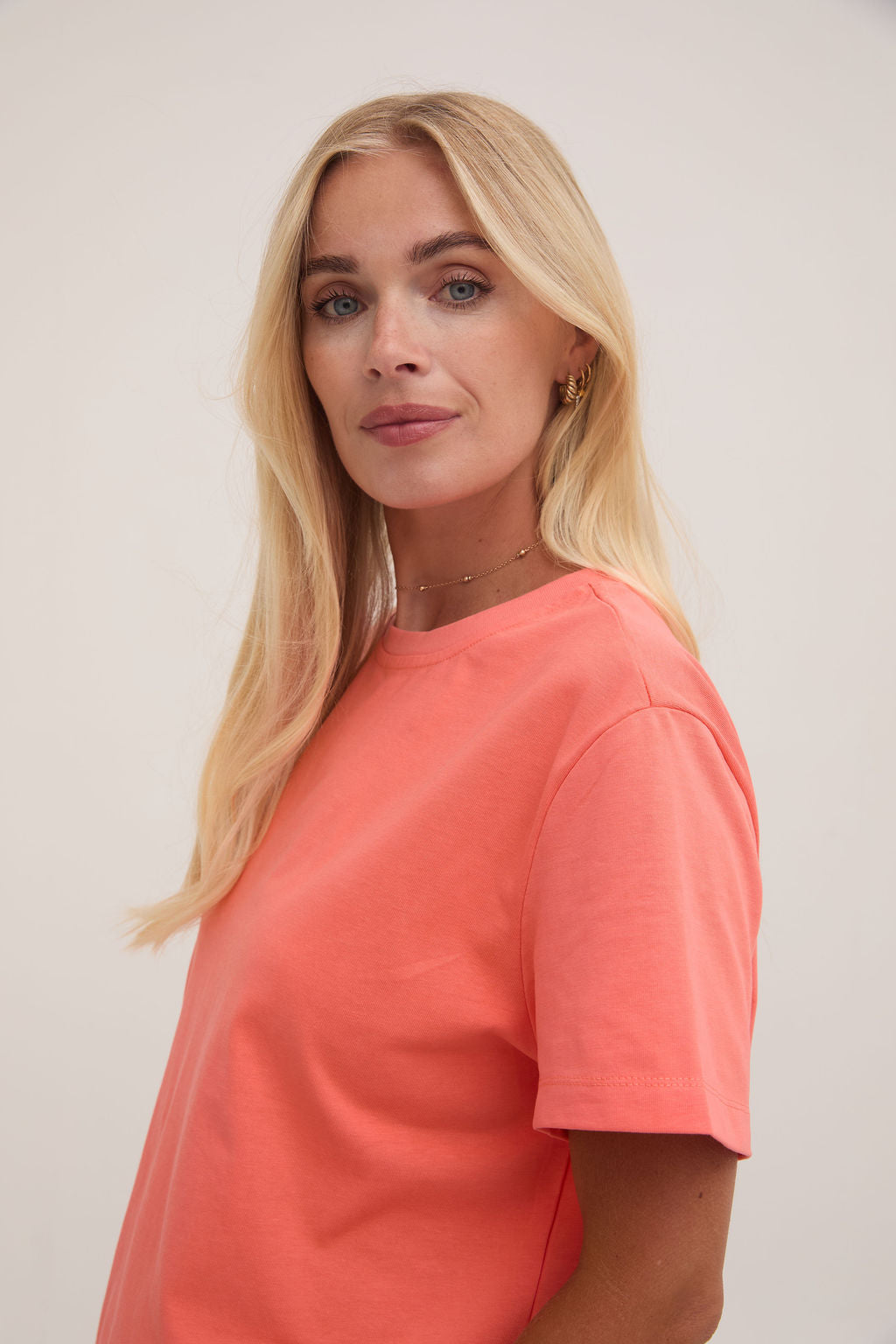 Ennis Orange Relaxed Cotton T-Shirt by Fika - Bare Fashion