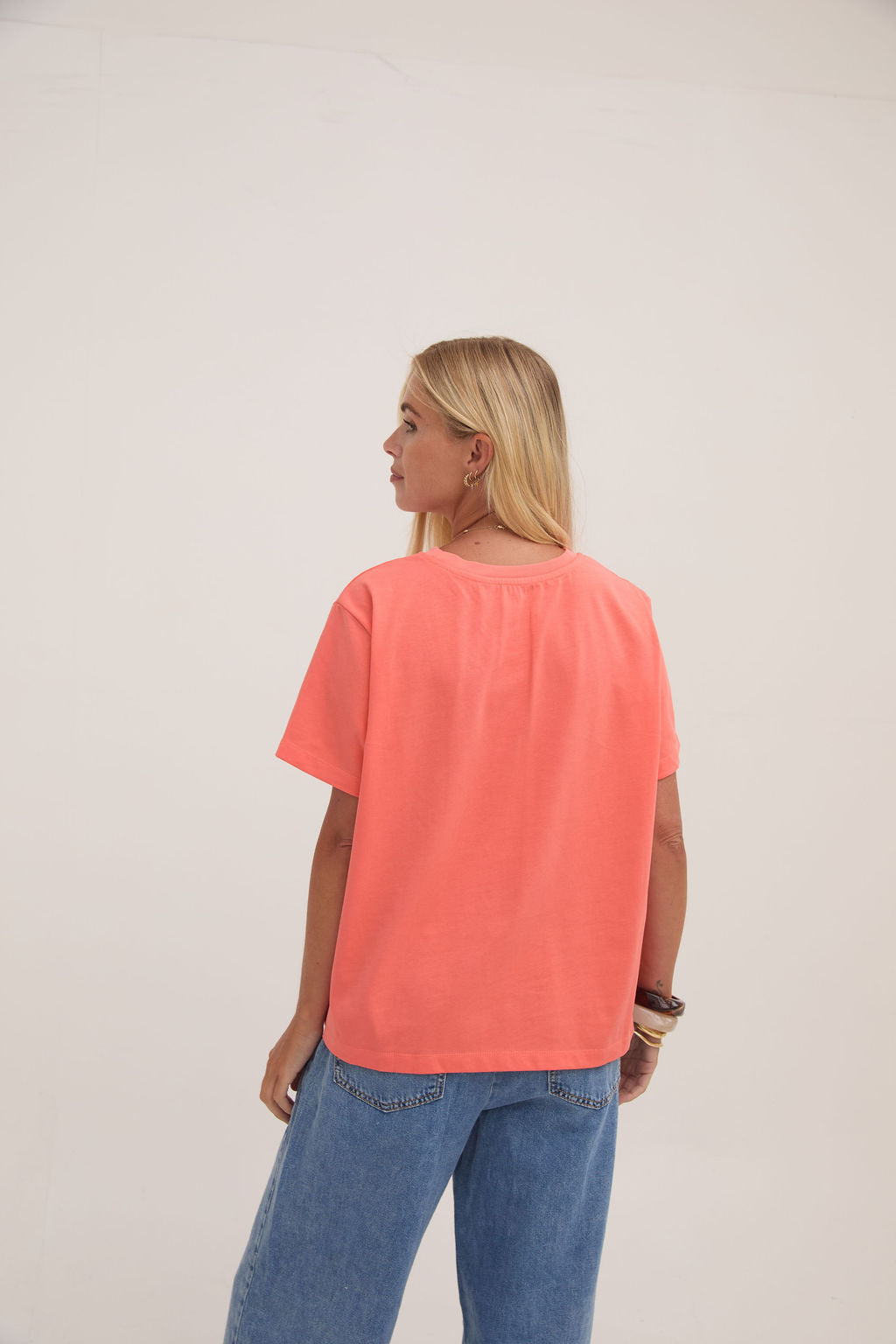 Ennis Orange Relaxed Cotton T-Shirt by Fika - Bare Fashion