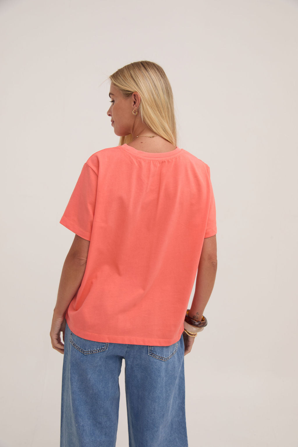 Ennis Orange Relaxed Cotton T-Shirt by Fika - Bare Fashion