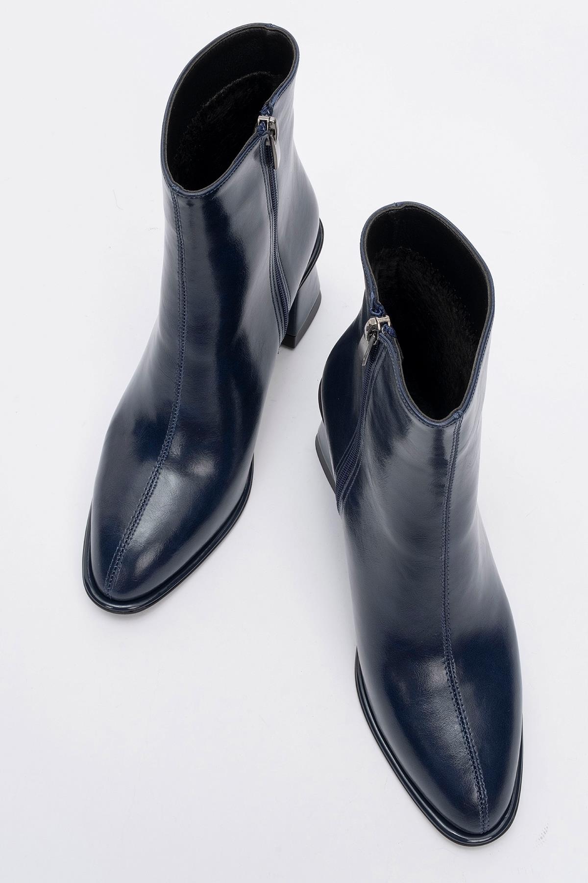 Maura Block Heel Boot Navy