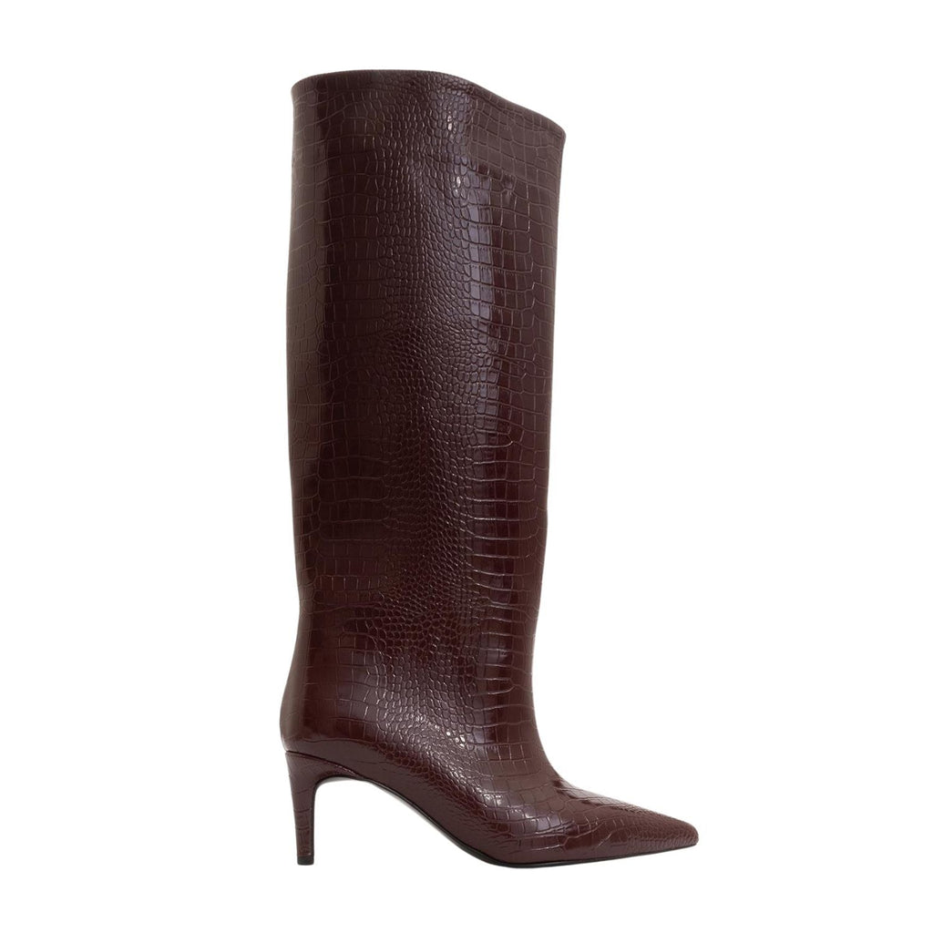 Cassandra Burgundy Pattern High‑Heel Boot (Women) by Prologue Shoes - Bare Fashion