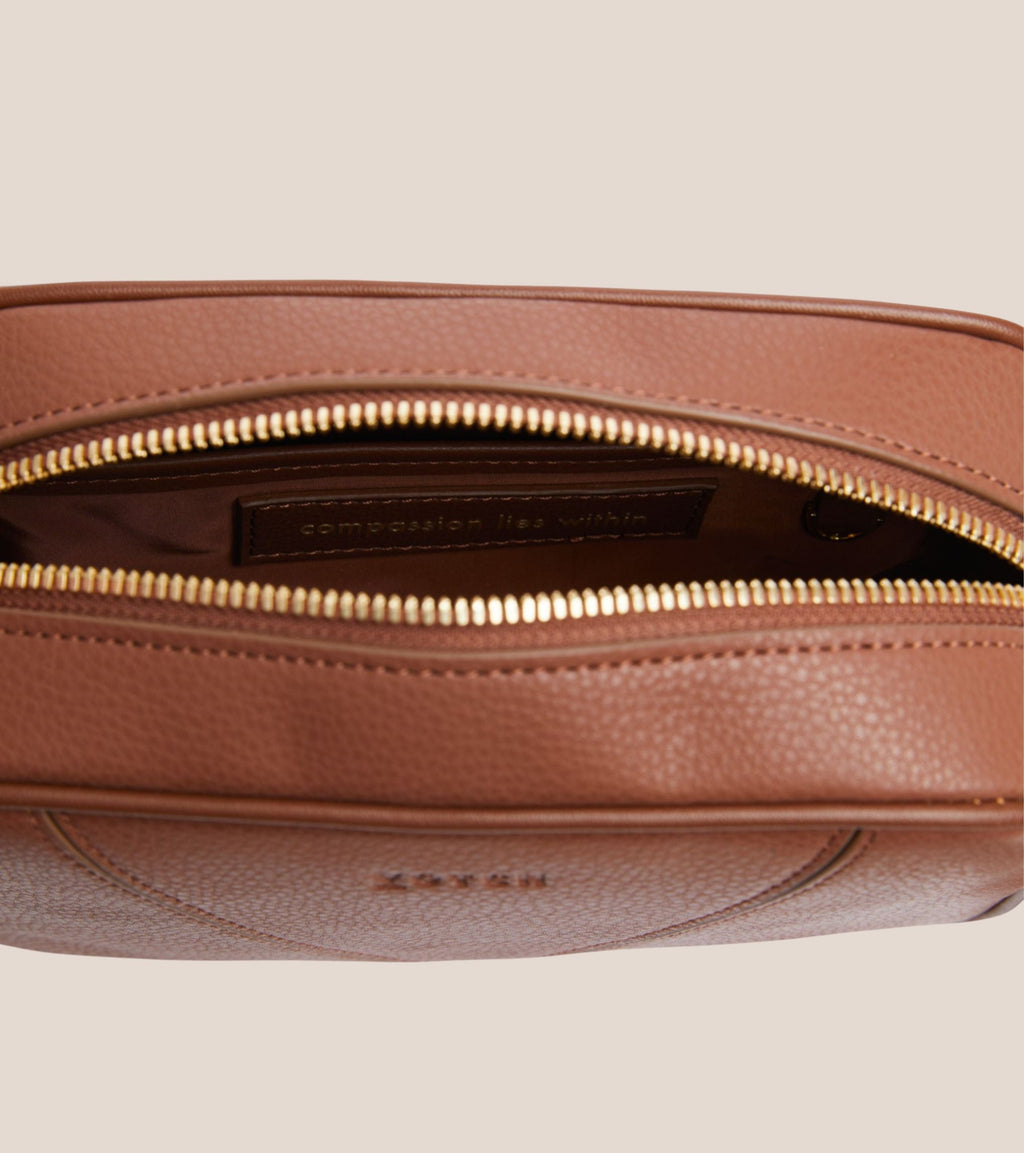 Silvie Vegan Bio-Based Bamboo Dual-Look Bamboo Crossbody Bag in Brown by Votch - Bare Fashion