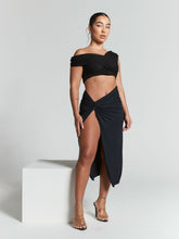 Load image into Gallery viewer, Rhea Black Multiway Ruched Bardot Bodysuit by InFlair - Bare Fashion
