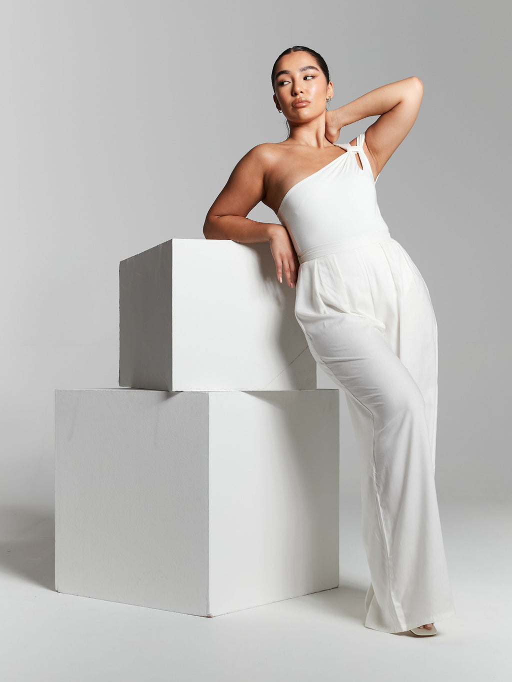 Ivory Pleated Wide Leg Trouser by InFlair - Bare Fashion