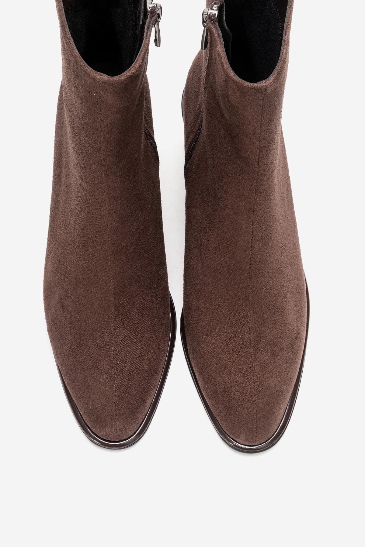 Maura Block Heel Boot Brown Suede