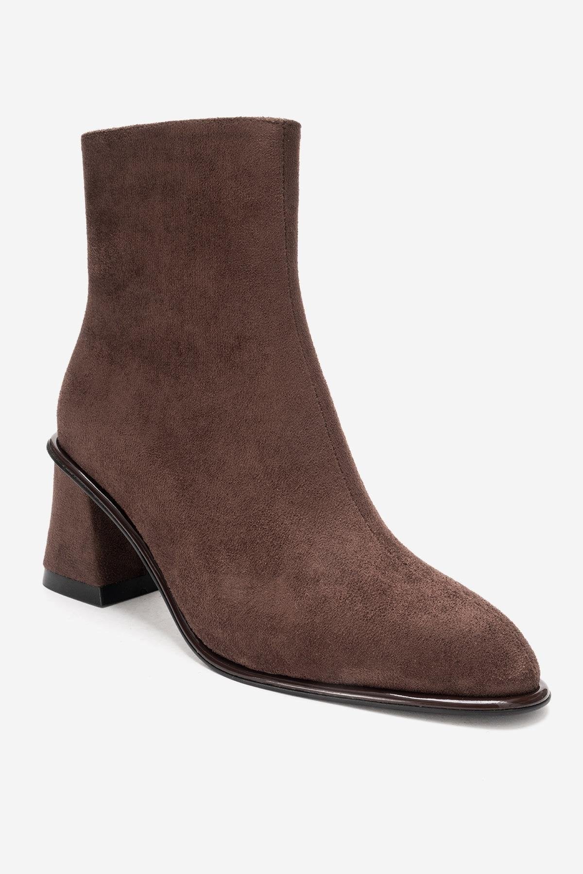 Maura Block Heel Boot Brown Suede