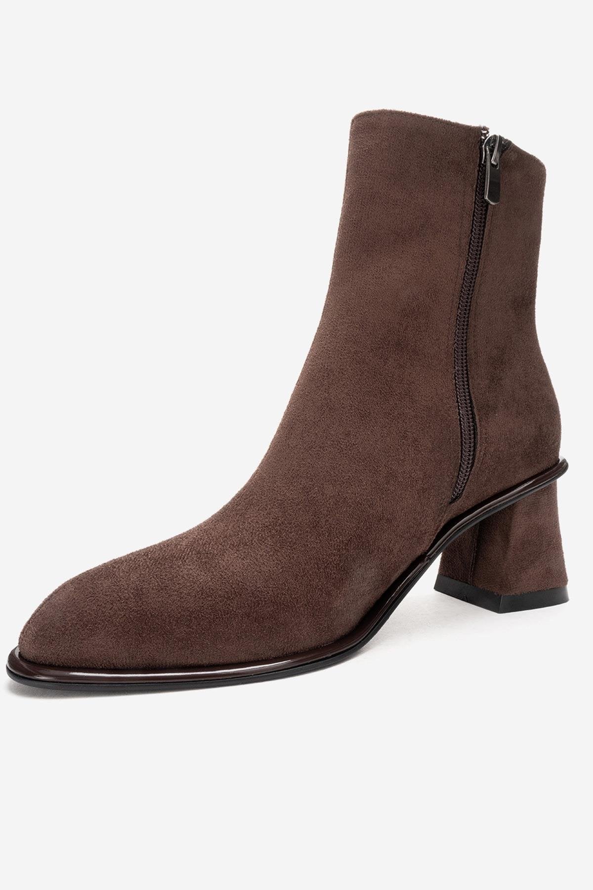 Maura Block Heel Boot Brown Suede