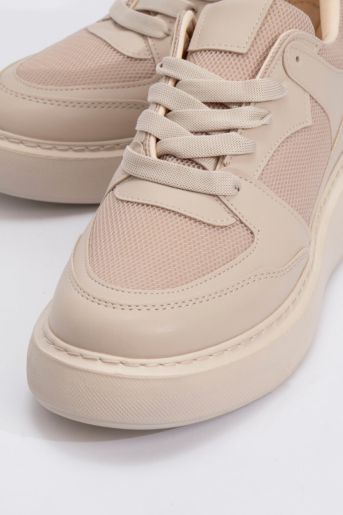 Ingrid - Beige Platform Sneakers by Prologue Shoes - Bare Fashion