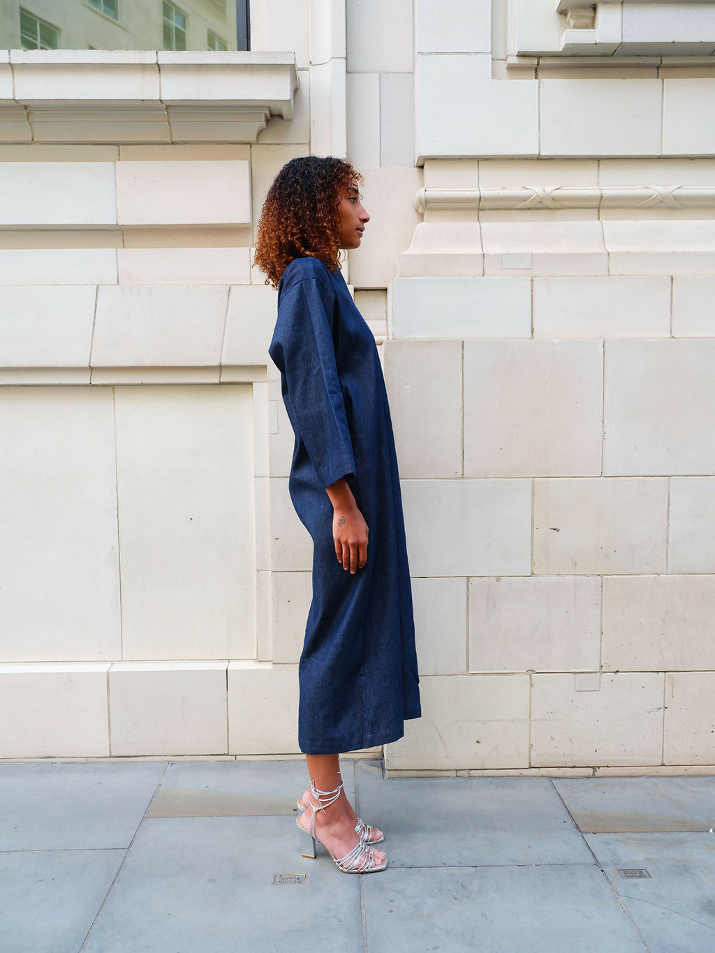 frangipani denim kimono dress by Mariañes - Bare Fashion