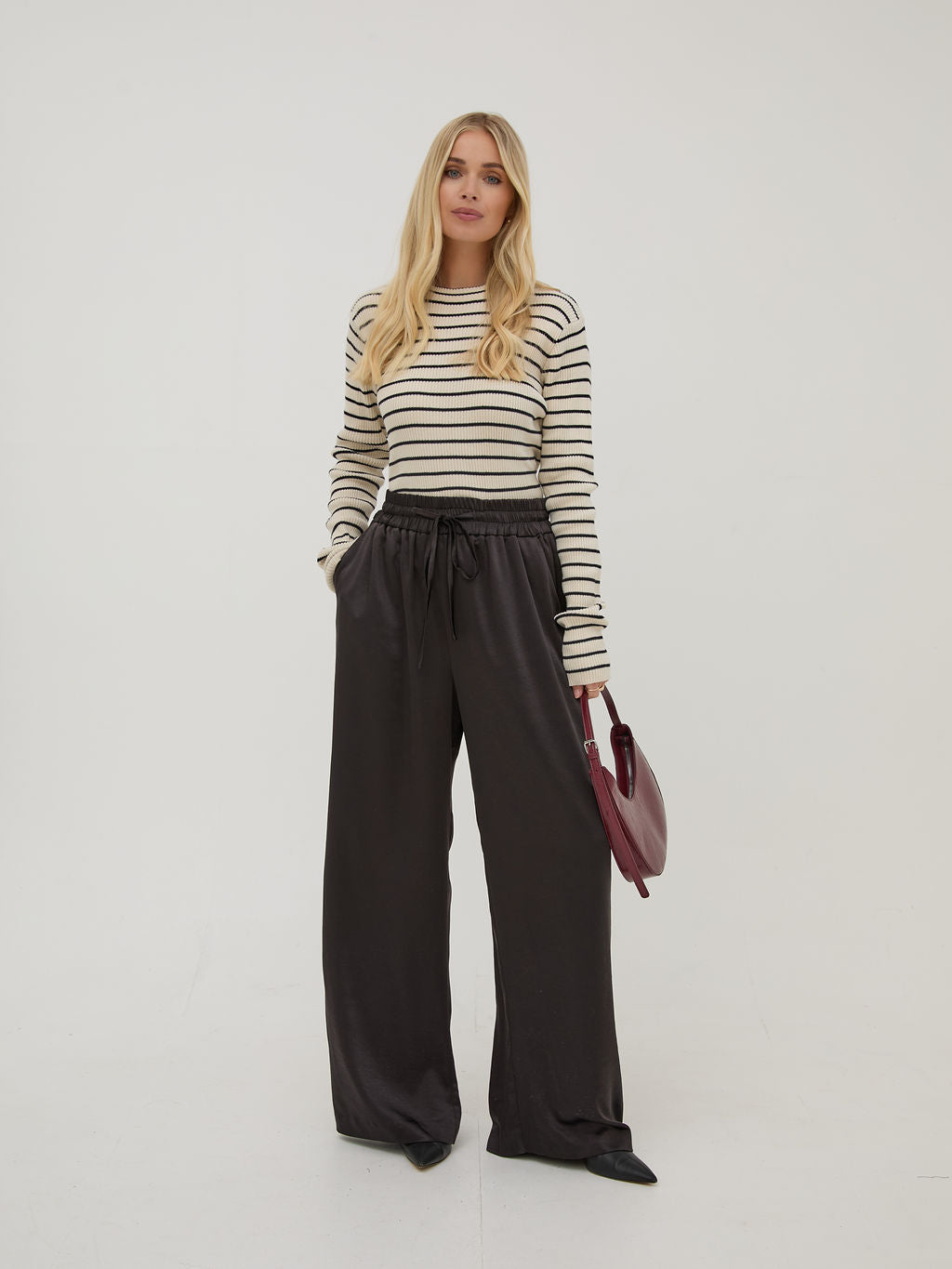 Ebba Black Satin Trousers