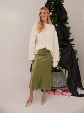 Load image into Gallery viewer, Angel Khaki Satin Skirt by Fika - Bare Fashion
