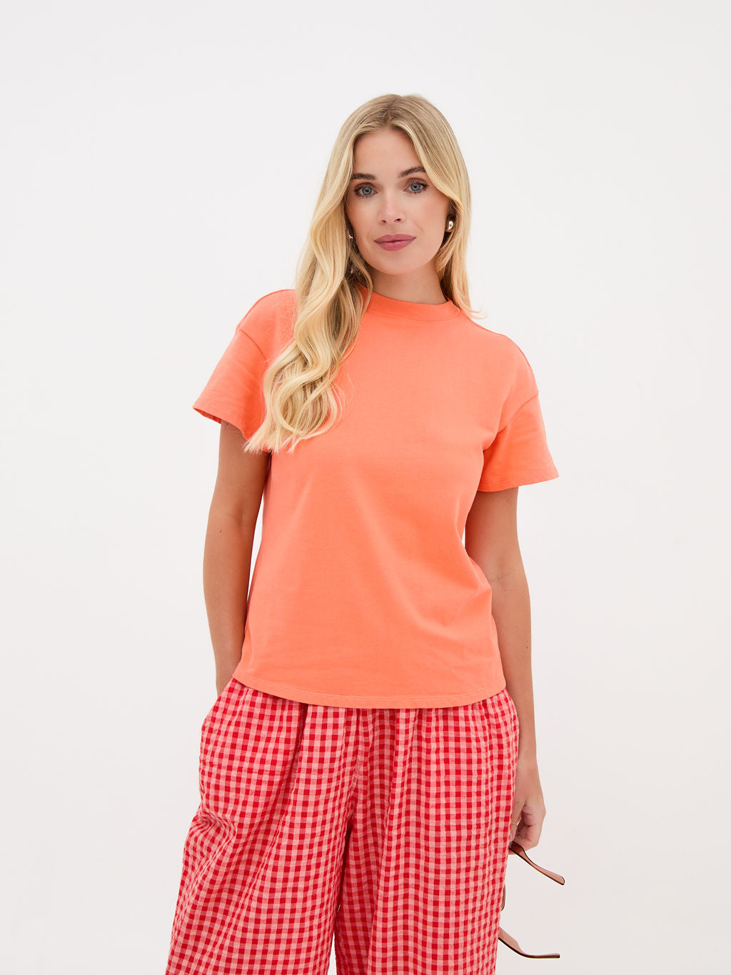 Ennis Orange Relaxed Cotton T-Shirt by Fika - Bare Fashion