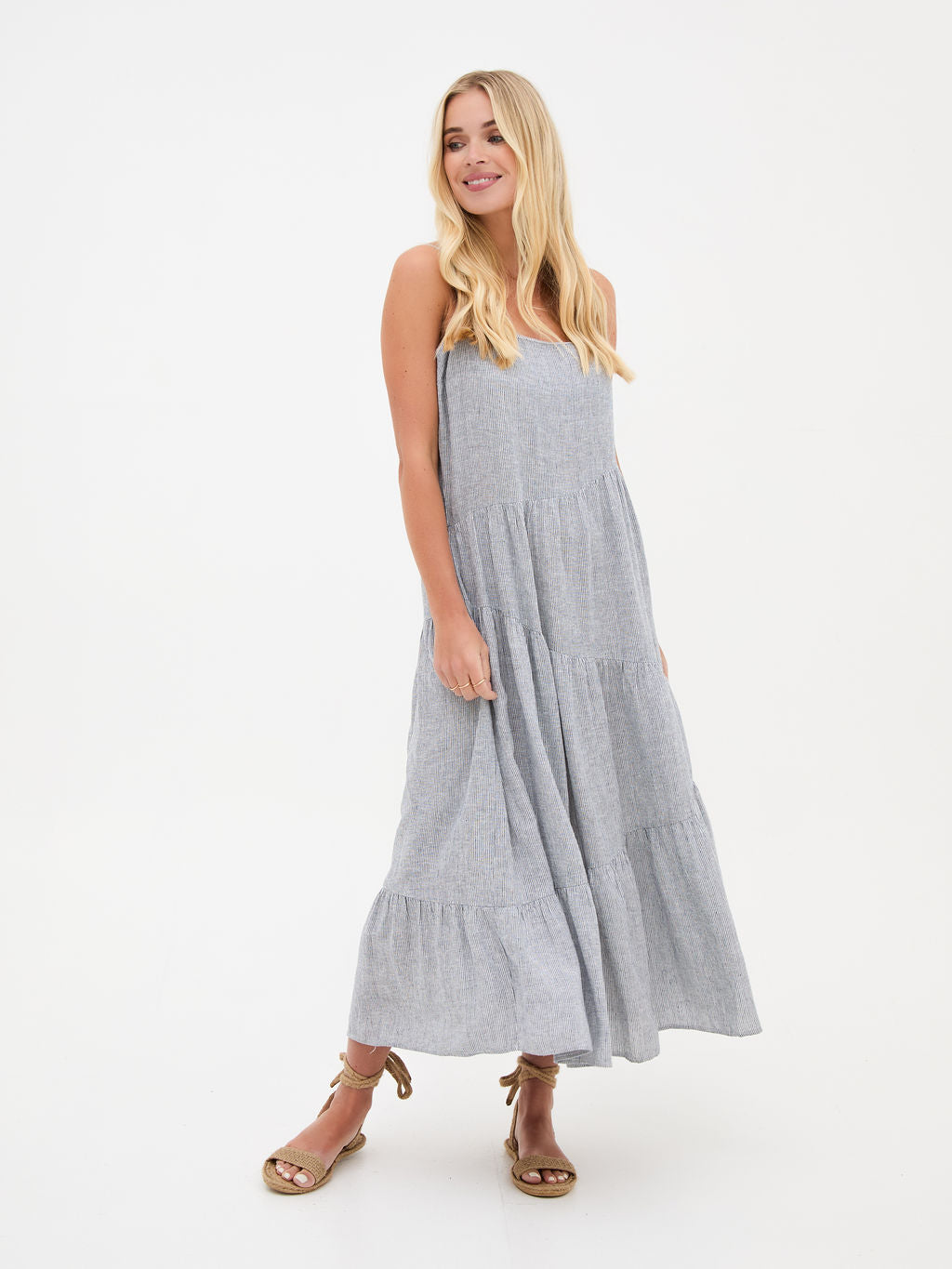 Blossom Linen Cotton Stripe Dress by Fika - Bare Fashion