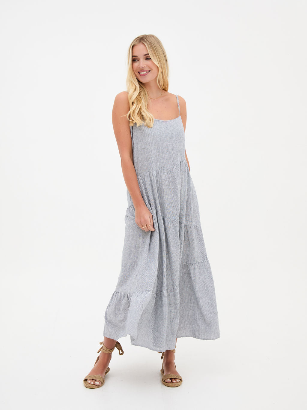 Blossom Linen Cotton Stripe Dress by Fika - Bare Fashion